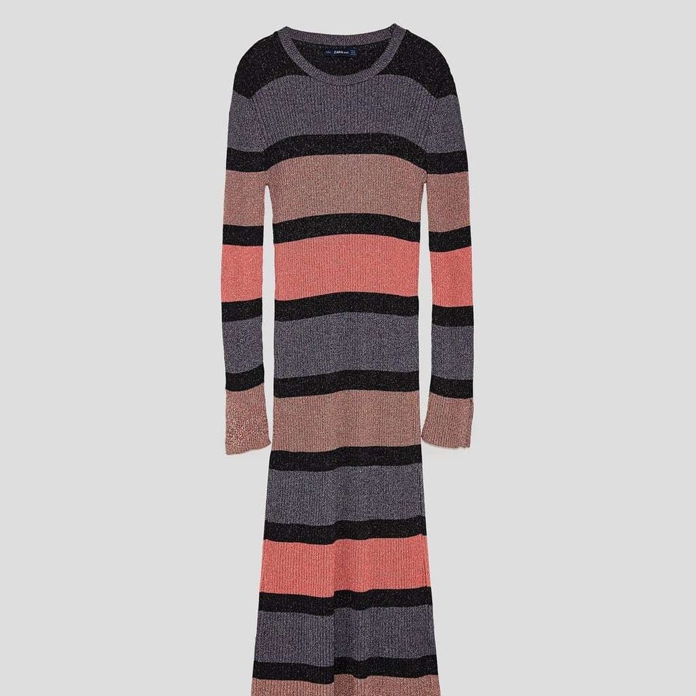 Zara Lurex Stripped Dress SMALL